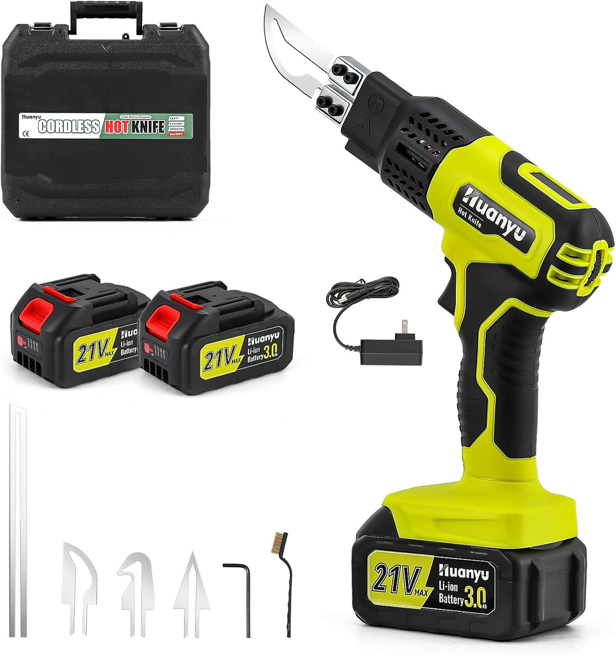 Noże elektryczne Huanyu, 3.0 Ah, 100 W, Czarny – praca bezprzewodowa, 3.0Ah Knife, funkcja ogrzewania, bezprzewodowy – do gąbki KT Board Fibre