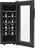 Lodówka JDBDU – 39 dB, Czarny, oświetlenie LED, ochrona UV – 12 butelek, na wino z wyświetlaczem LED, szafka na wino 12-18°C