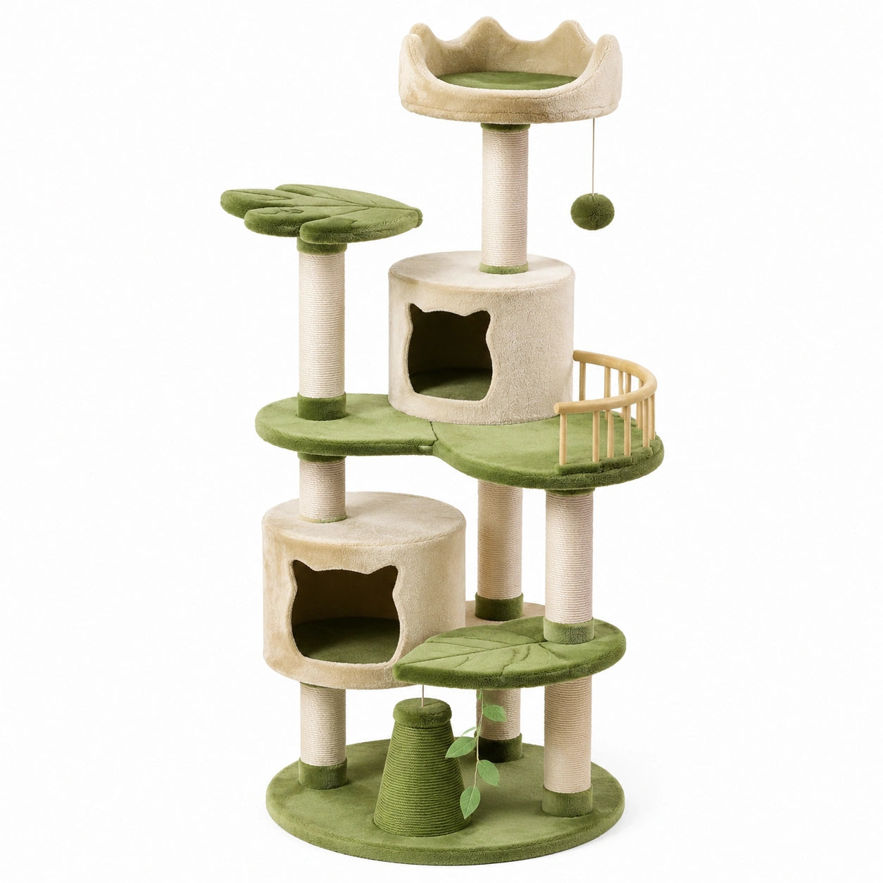 Árbol para Gatos de Felpa Verde y Sisal