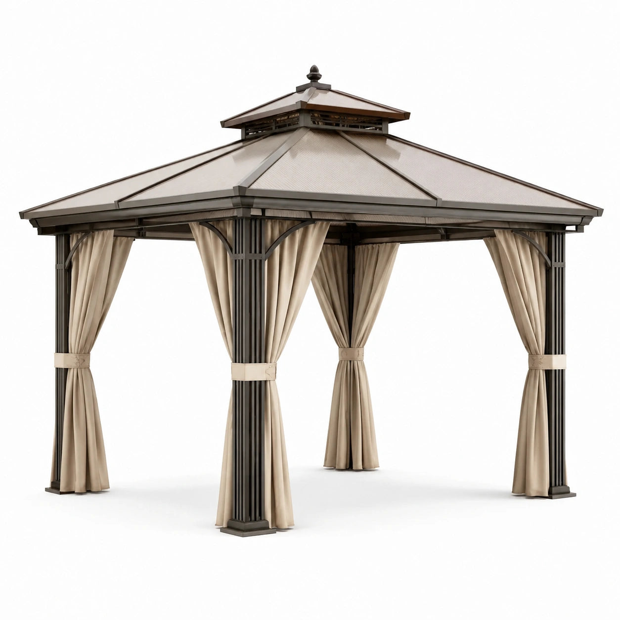 Pérgola de Aluminio con Cubierta de Poliéster Beige 300x300x270 cm
