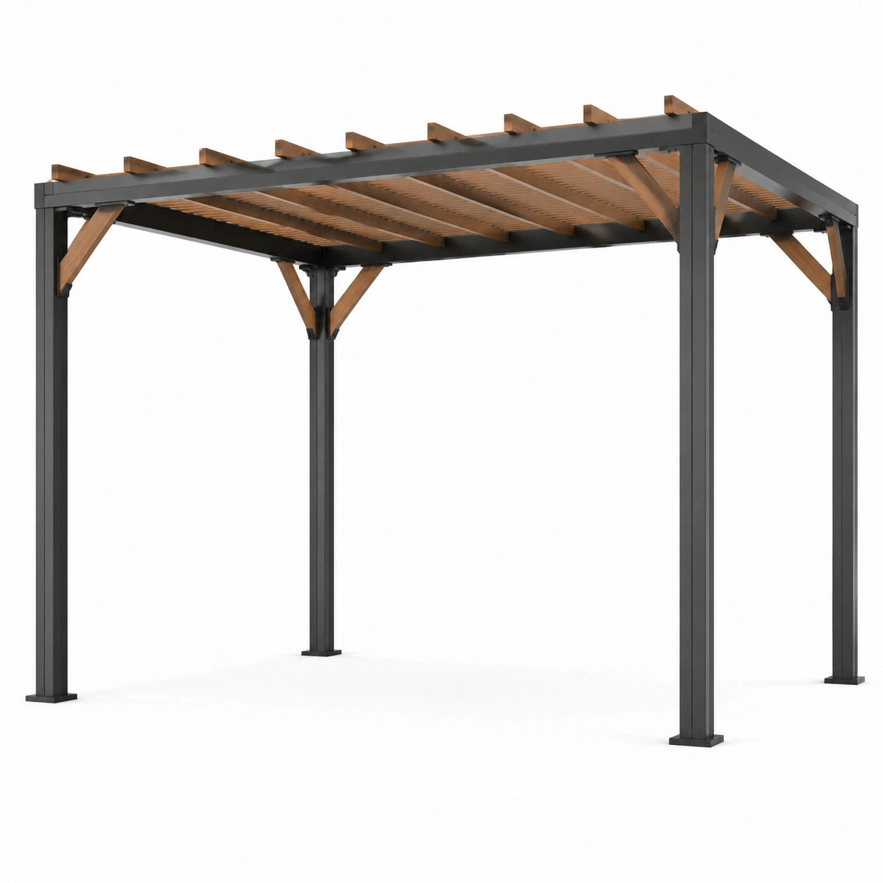 Pérgola de Acero y Madera 300x300x240 cm