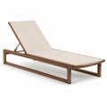 Tumbona de madera y poliéster beige con respaldo ajustable 200x65x30 cm