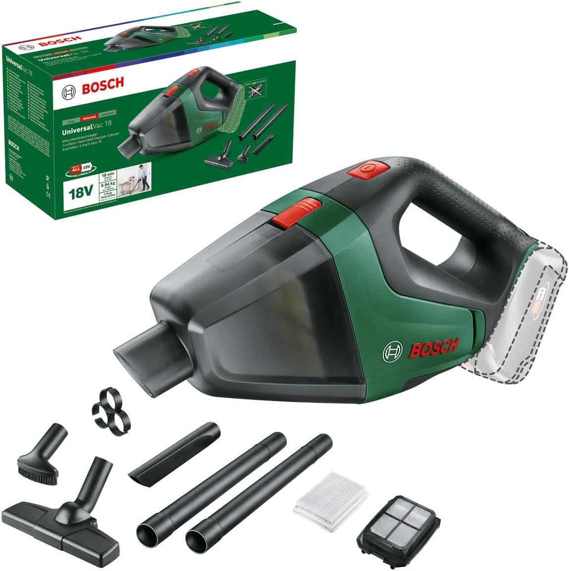 Bosch Odkurzacz pionowy, odkurzacz bezprzewodowy, 18 V – 2.5 Ah, 500 ml, Czarny, praca bezprzewodowa – Odkurzacz, ssanie elektryczne