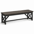 Banco de madera maciza y metal negro para exterior 180cm