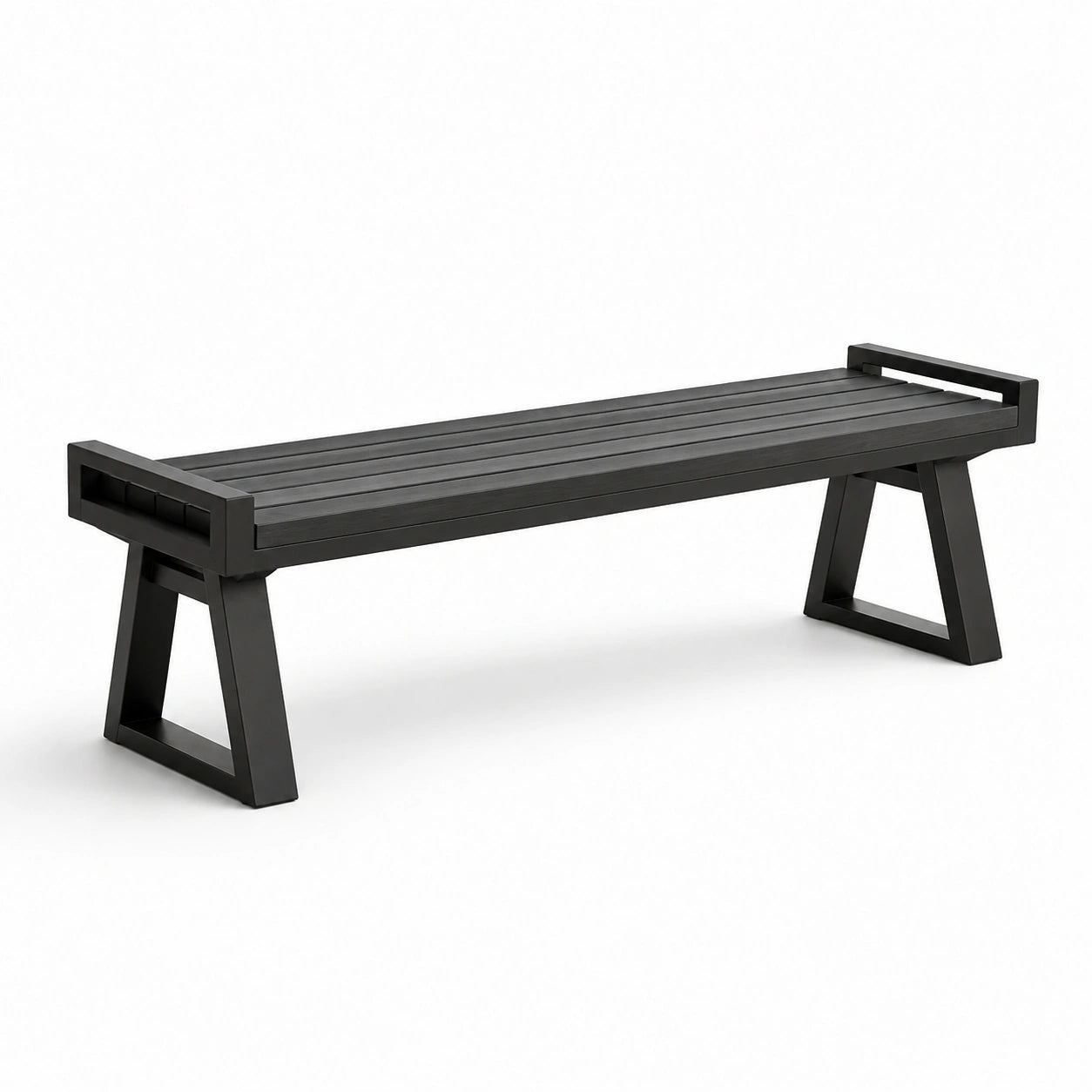 Banco de aluminio negro para exterior 180x30x45 cm