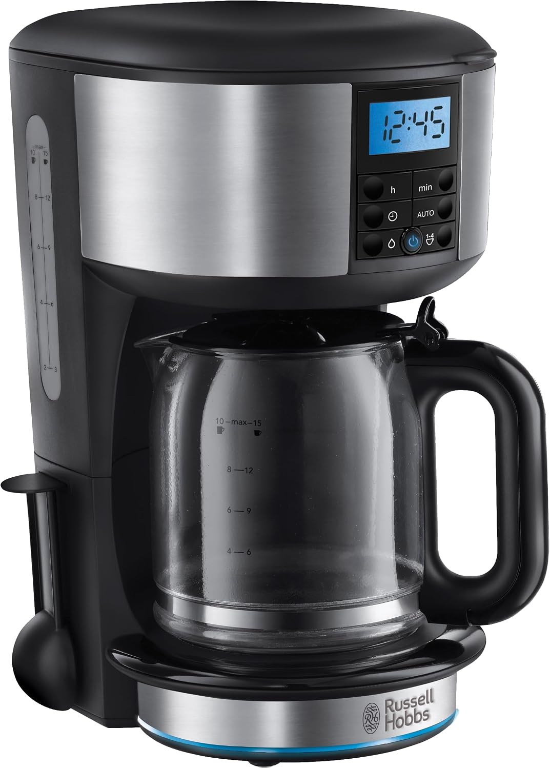 Ekspres do kawy Russell Hobbs, 25 l, 1000 W – Czarny / Srebrny, Elektryczny, Hot Hold, 20680- 56 – 10 kubków, szklanki do herbaty 1.25 l