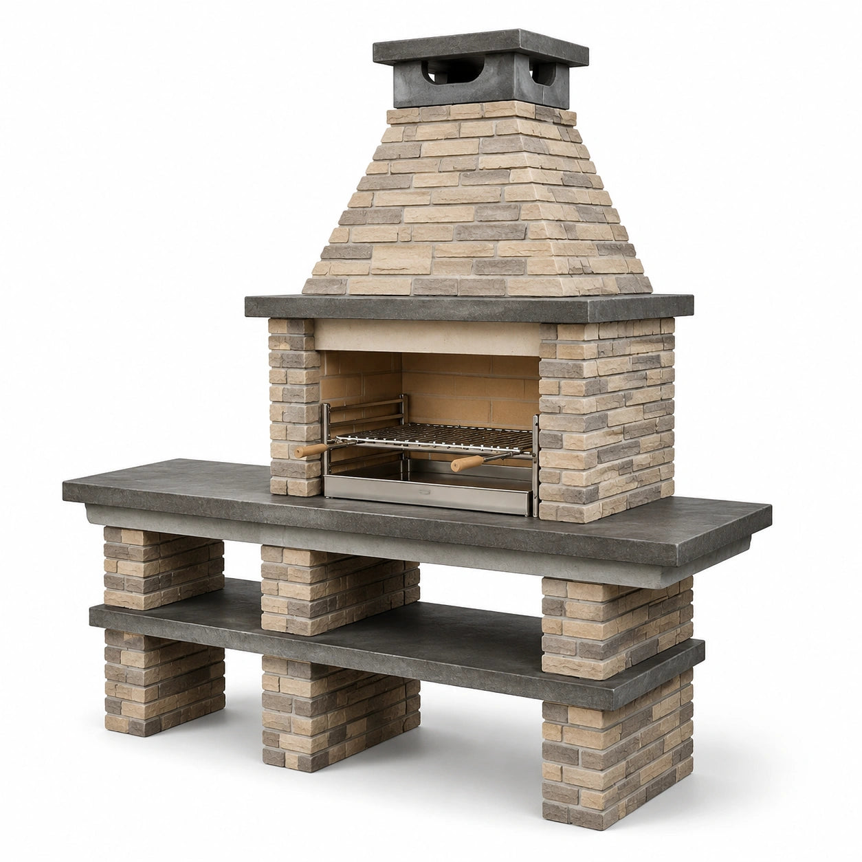 Barbacoa de ladrillo y hormigón para exterior 200x70x220 cm