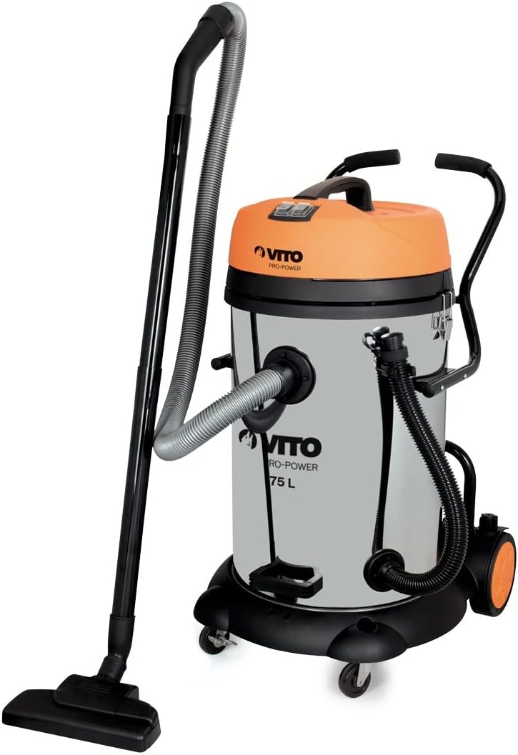Odkurzacz VITO, 75 l, 2400 W, Srebrny – stal nierdzewna, profesjonalny