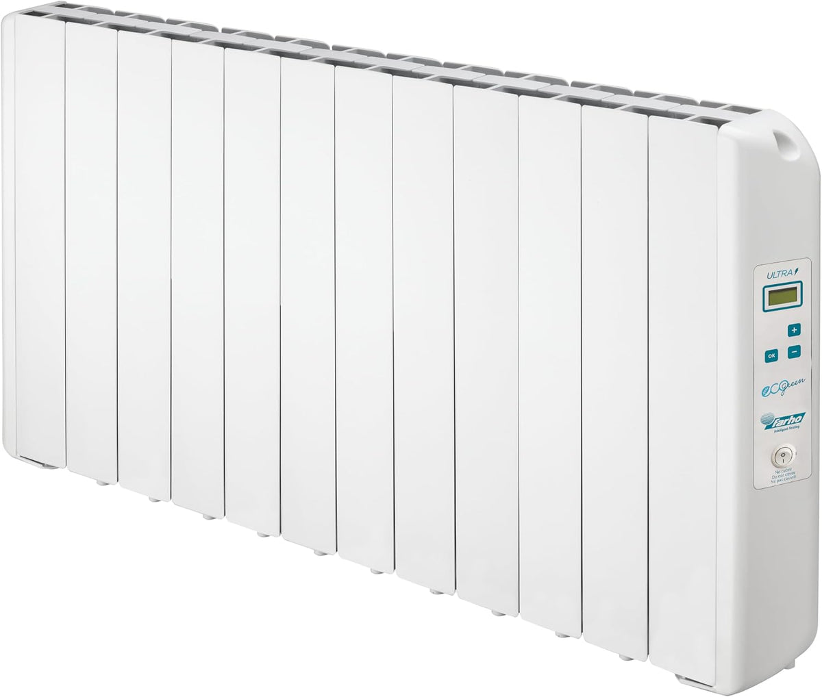 farho Grzejnik elektryczny, 2000 W, Zielony / Biały – aluminium, Wi-Fi, biały, Eco Green Ultra 12 Elementów – 20 lat gwarancji