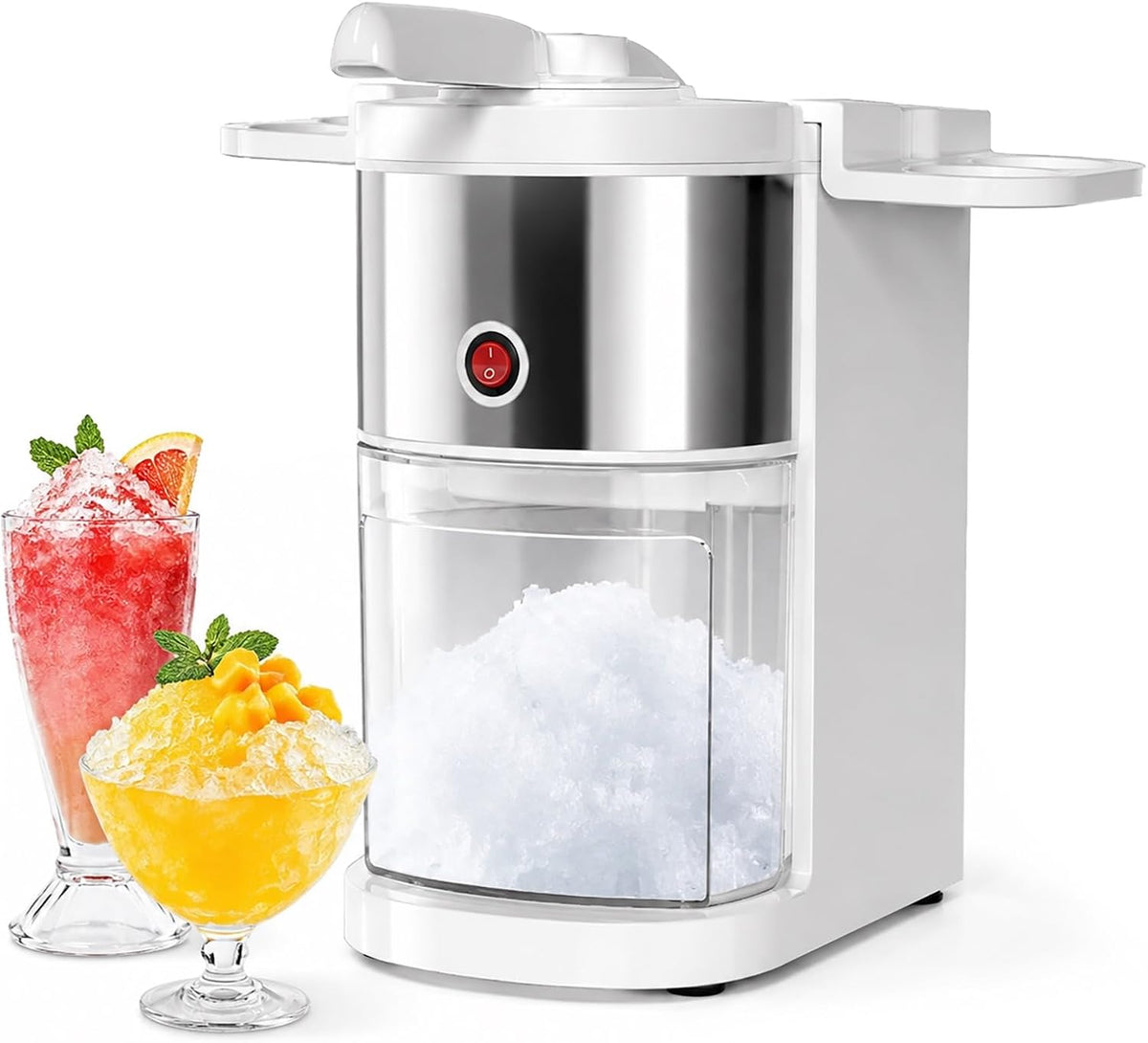 Maszyny do lodu – 80 kg, 200 W, 5 l, Srebrny – 80 kg / h smoothies i inne napoje, Ostrza podwójne ze stali nierdzewnej, Mill elektryczny lodu 200 W