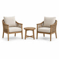 Conjunto de sillones y mesa de madera y cuerda con cojines beige