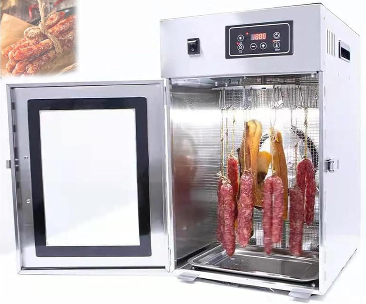 Suszarka do żywności FANYING, 800 W, 110 V, 7,5 kg – Srebrny/Czarny, stal nierdzewna, timer, do kiełbas – bekonu, kurczaka, kaczki, wołowiny