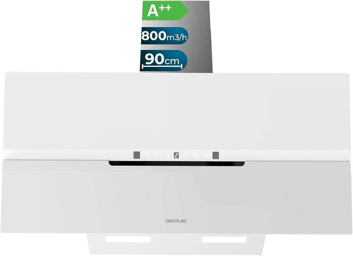 Cecotec Okap kuchenny, 800M3, 90 cm – 210 W, Biały, Bolero Flux Dt 800M3, 800m3 / h – nachylony