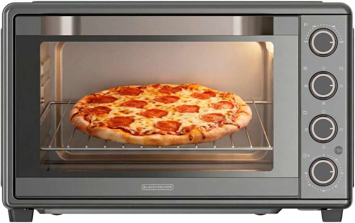 Mini piekarnik BLACK+DECKER, BXOV4500E, 45 l, 2000 W – Czarny, czarny+DECKER, zegar, 15 tryby – minutnik 90 min