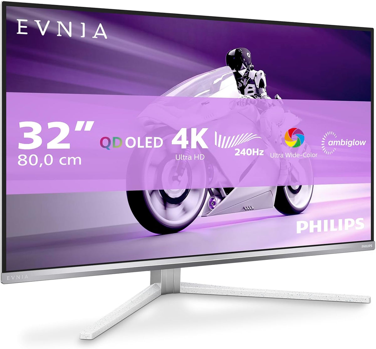PHILIPS Monitor komputerowy, 32M2N8900AM – 32 cale, 90 W, Srebrny, USB – 32M2N8900AM HDR400 Monitor, 3840 × 2160, 03 ms, 240 Hz – konfiguracja gier