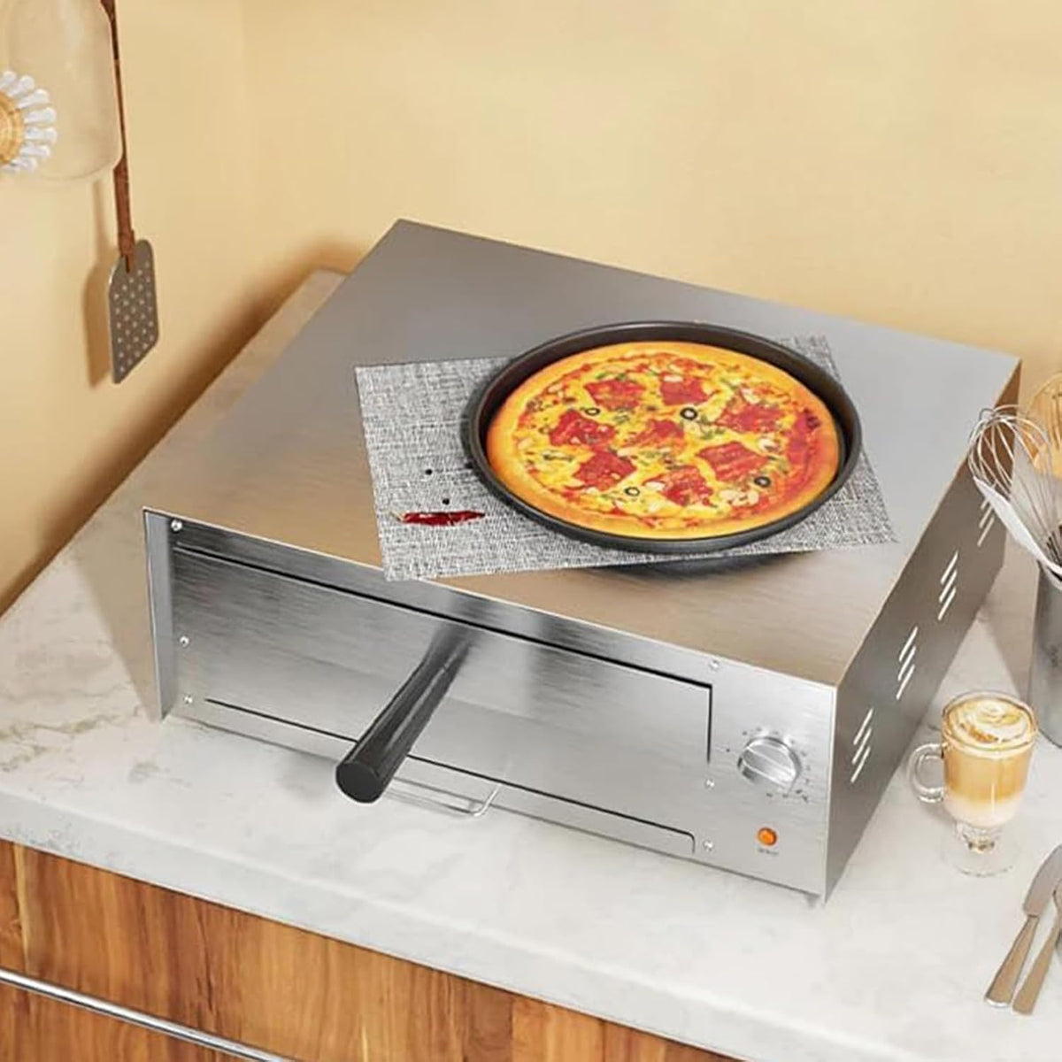 Piec do pizzy Hlixzoy, 12 cali, 120 V, Czarny / Srebrny – Piec elektryczny do pizzy 12 cali, profesjonalny, wyjmowany