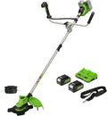 Greenworks Rower, 38 cm – 24 V, 4 Ah, Zielony/Srebrny/Czarny, praca bezprzewodowa – GD24X2BCBK4x Akumulatorowa Kosa z Silnikiem Bezszczotkowym, Szelki