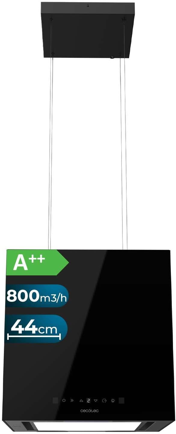 Cecotec Okap kuchenny, 800M3, 44 cm – 210 W, Czarny, Bolero Flux Cct 800M3, 800m3 / h – 3 moc