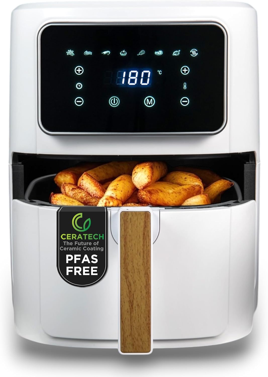 Bergner Frytkownica beztłuszczowa, air fryer, 6.9 l – 1800 W, Czarny, 8 programów gotowania, 80 do 200°C – PFAS 1800 W, minutnik