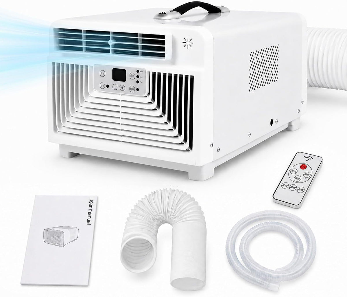 Klimatyzator przenośny HCAUYNN, klimatyzator mobilny, 110 V, 46 x 28,5 x 23 cm – 1000 W, Biały, pilot zdalnego sterowania, Klimatyzator – 16 do 32°C