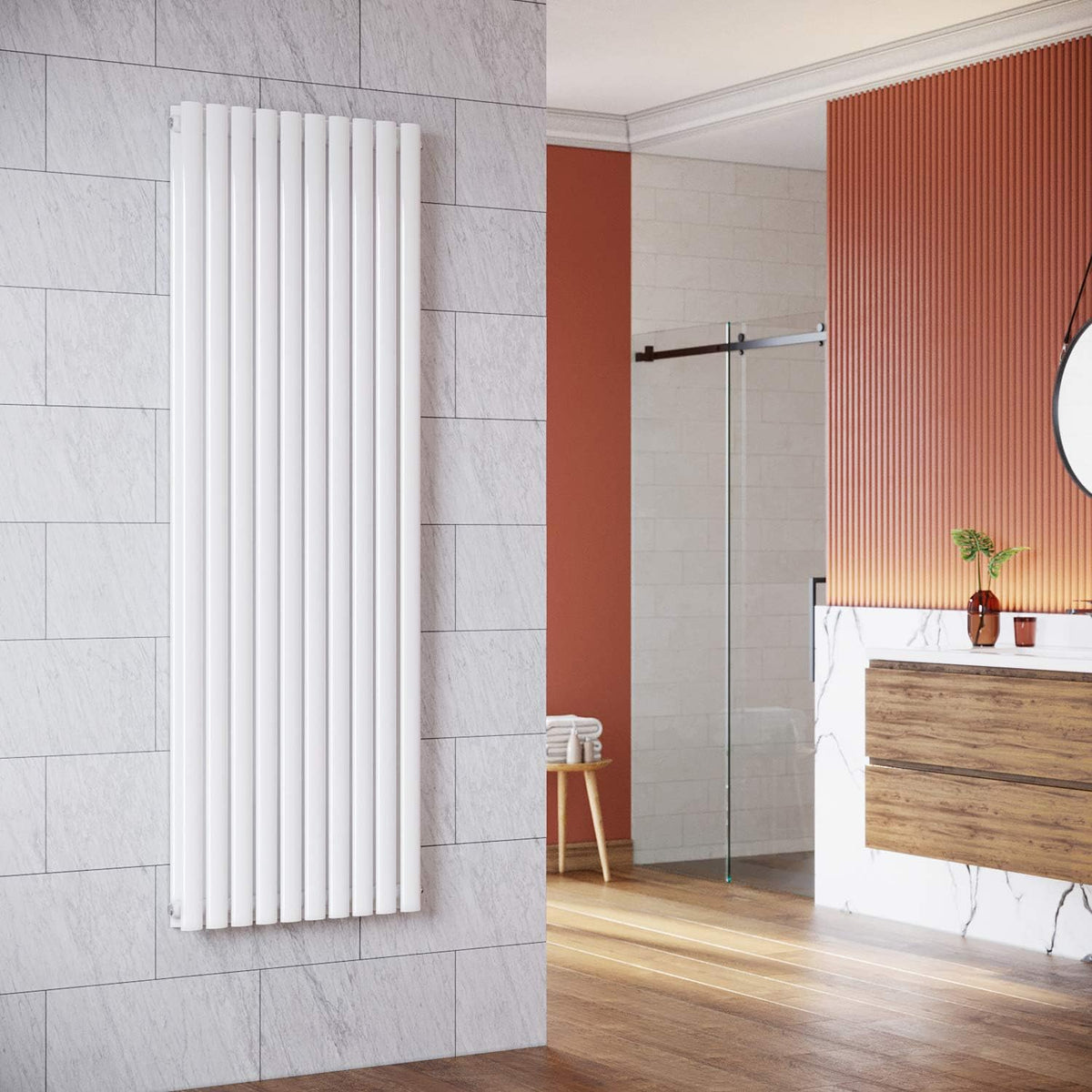 ELEGANT Grzejniki – 1800 x 590 mm, 1865 W, Biały, Designerski grzejnik pionowy – grzejnik panelowy, rurki, dwuwarstwowy, grzejnik łazienkowy