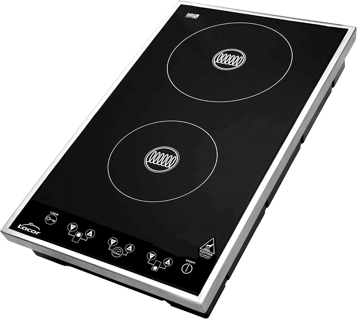 LACOR Zmywarka, 29x51x9 cm – 3100 W, Czarny, kuchenka przenośna, profesjonalny – Podwójny widelec indukcyjny 3100 w