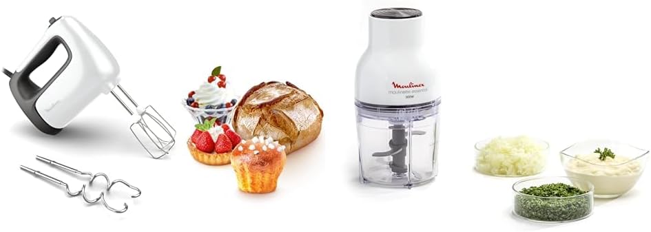 Moulinex Bębny ręczne, 500 W, 400 ml – Czarny, 3 w 1, 3- in-1 Bateria elektryczna, Turbo ustawienie – 5 prędkości