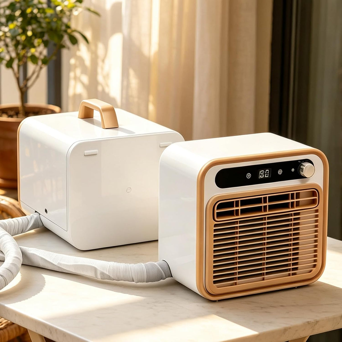 Gavscient Klimatyzator, 1 m, 5000 BTU, 40 dB – Biały, Wi-Fi, pilot zdalnego sterowania, 1 m- RemoteControl – przenośny, czasomierz, tłumik, kemping