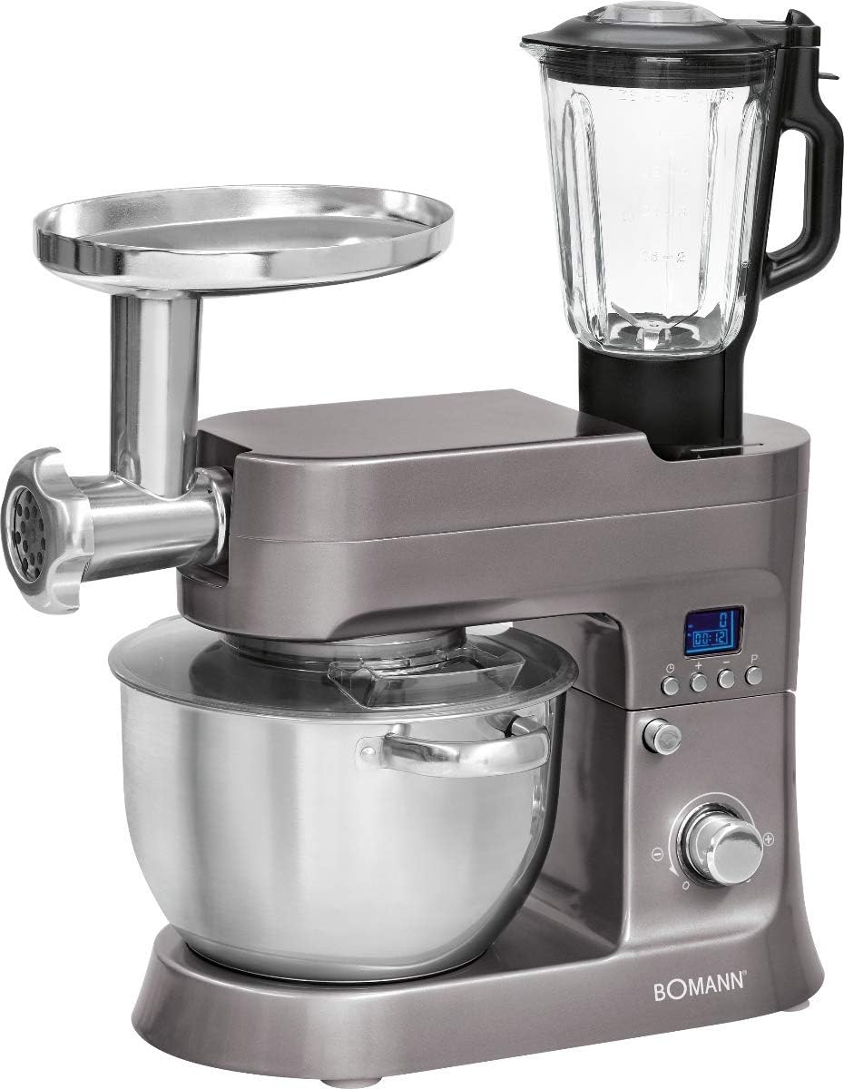 Roboty Bomann, 1200 W, Czarny – aluminium, KM 1395 Akcesoria do urządzeń, 10 poziomów prędkości, Pastry Robot 4 w 1 1200 W CB – miska XXL
