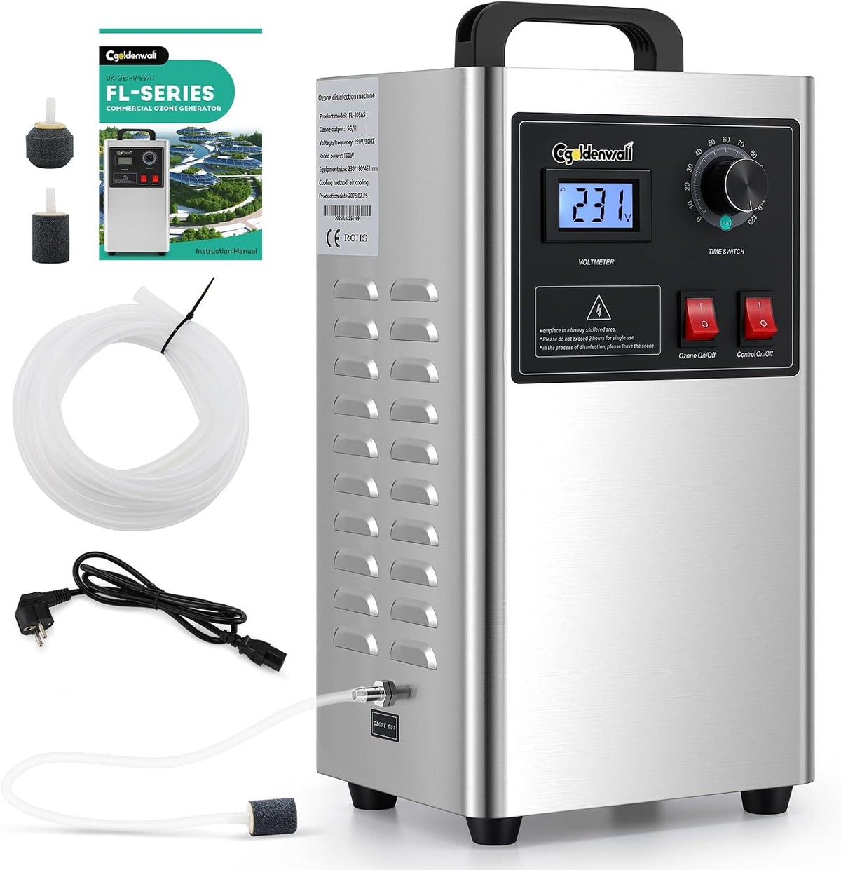Oczyszczacz powietrza CGOLDENWALL, 100 W – Czarny, kompresor, Generator 5 g / h, licznik – 5 g/h
