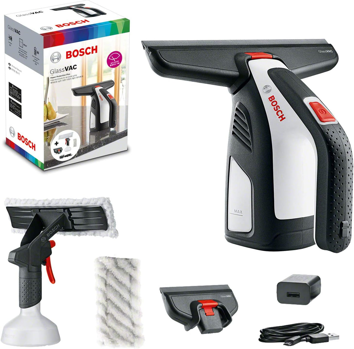 Bosch Szklane środki czyszczące, 133 mm – Przezroczysty, praca bezprzewodowa, elektryczne czyszczenie okien, bezprzewodowe – szklane, do okien