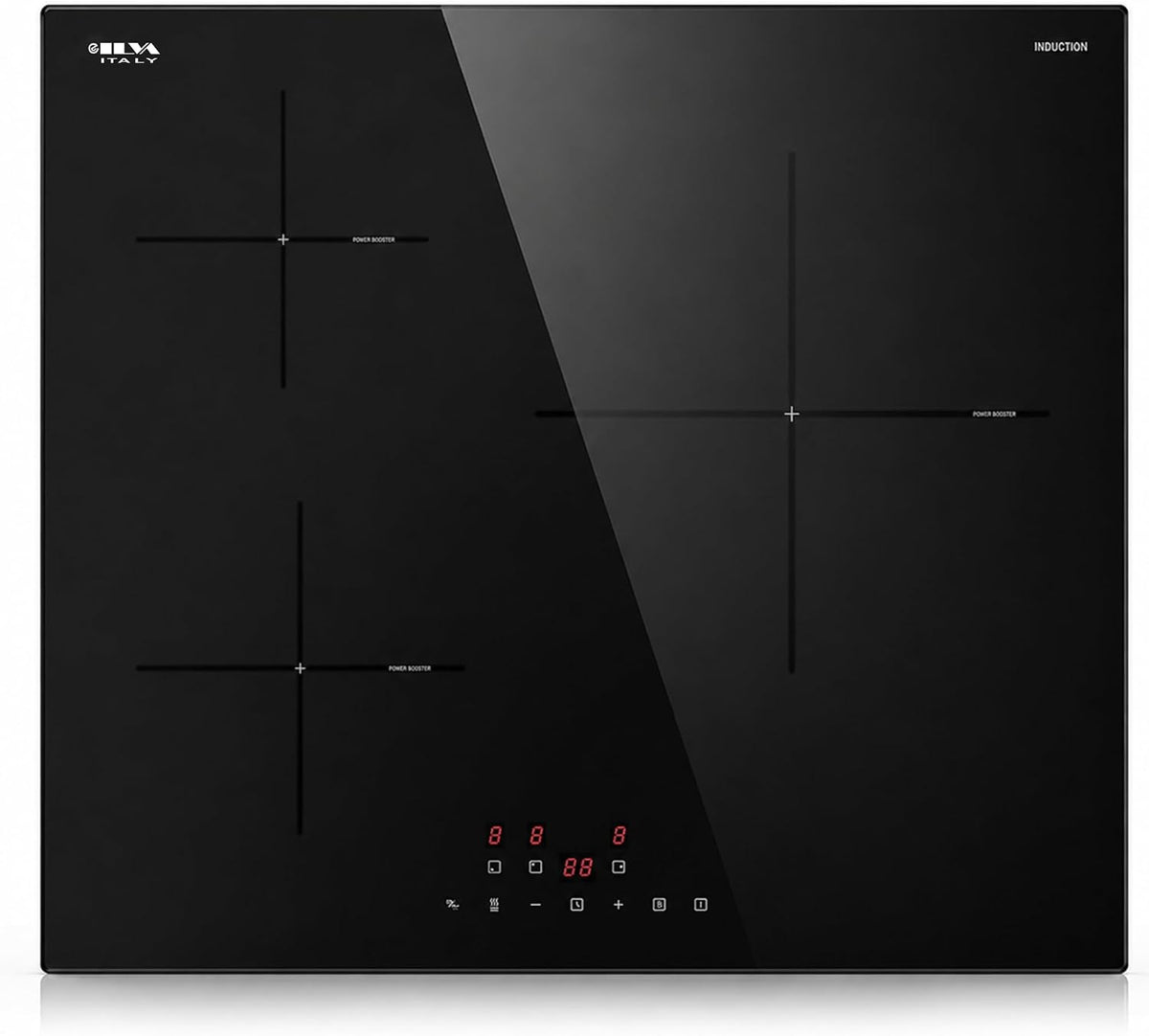 Płyta indukcyjna STARCHARTS, kuchenka indukcyjna – 6680 W, 59x52x6.2 cm, Czarny, zabezpieczenie przed przegrzaniem – płyta grzewcza, 3 pola grzewcze