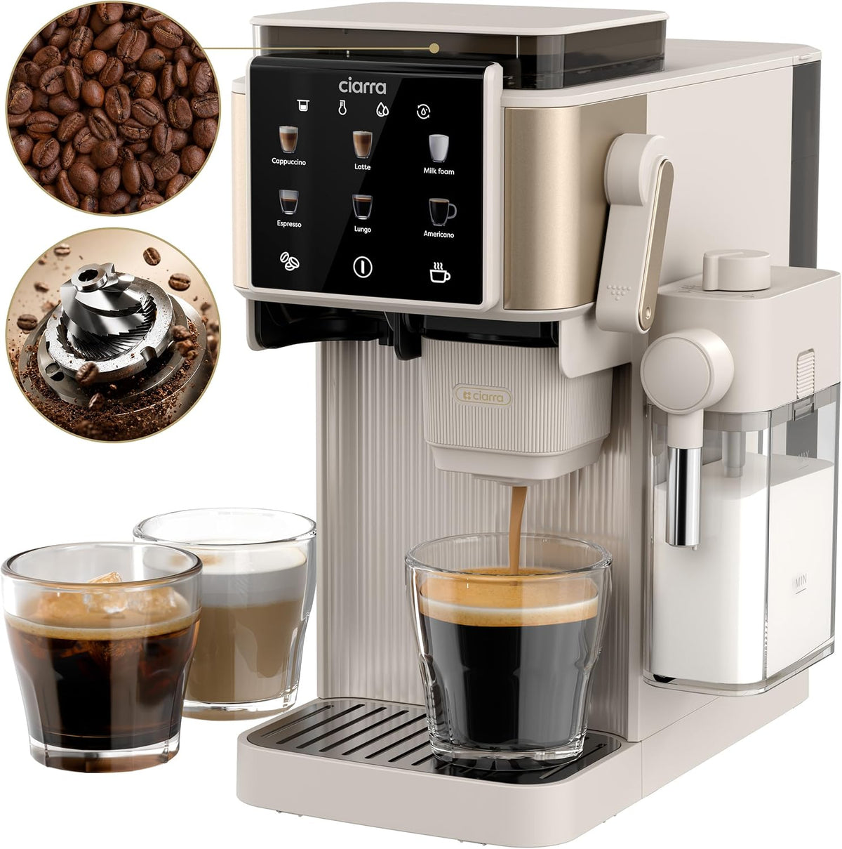 Maszyny do mieszania filtrów i espresso CIARRA, CBSACM-D6, 15 Bar, 28x25x26 cm – 15 l, Srebrny, stal nierdzewna, CBSACM- D6 Maszyna