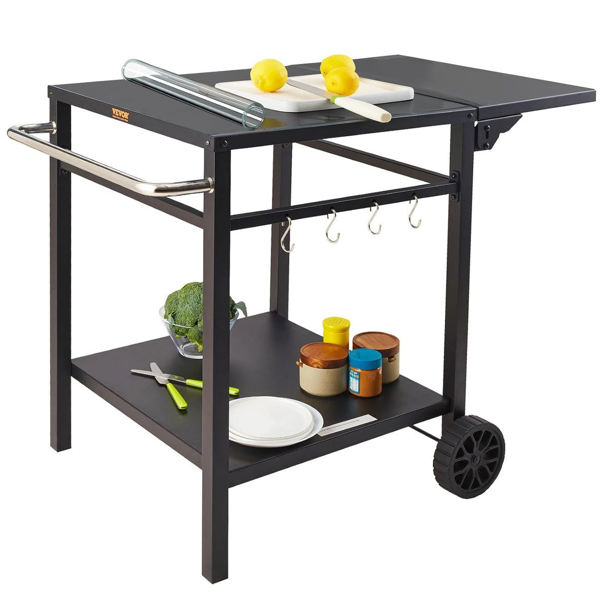 VEVOR Deserty, 5 cm, 10,55 kg, Czarny / Srebrny – funkcja grilla, piekarnik elektryczny Pizza, 5 x 55 x 75, kółka na zewnątrz – ruszające się