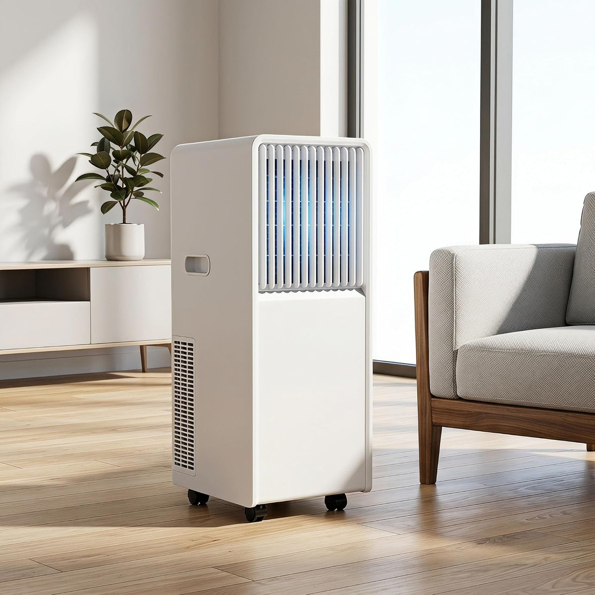 Klimatyzator przenośny, klimatyzator mobilny, Biały – 24- godzinna Klimatyzator, przenośny, montaż ścienny, licznik – oscylacja