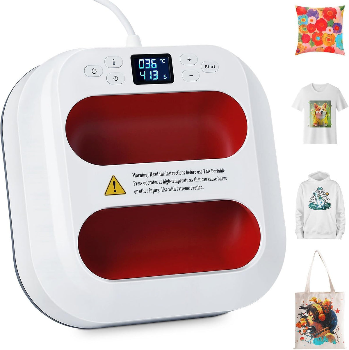 ISOISL Prasy drukarskie, 5 cm, 220 V, 1000 W – Szary, Elektryczna grzejnik, przenośny, licznik – 2 strefy temperaturowe