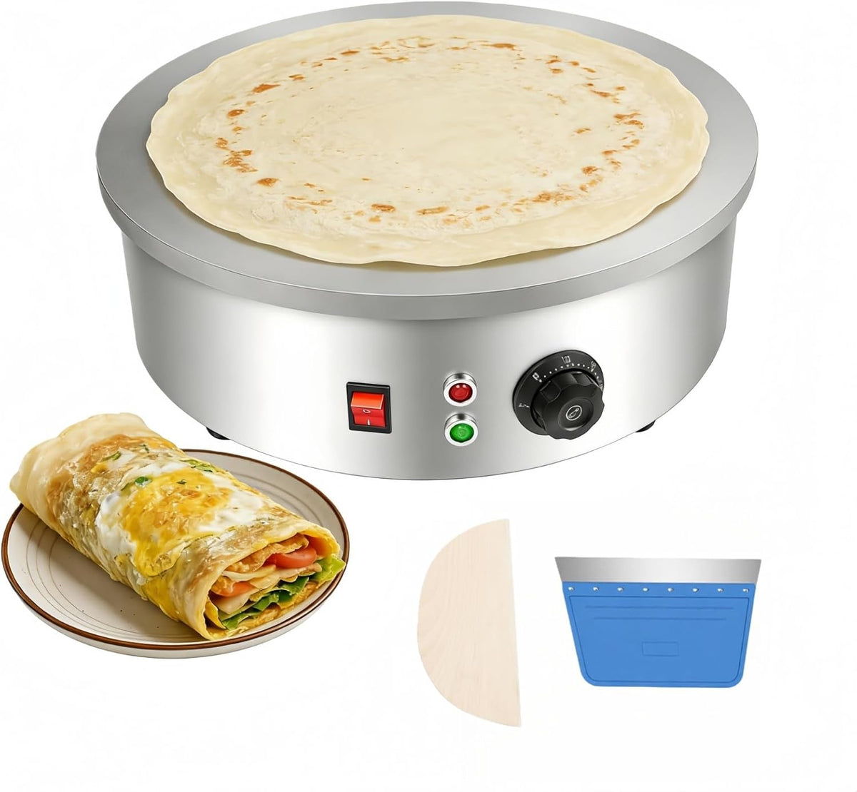Kanbihao Crêpeiers Przewodniczący, 45 cm, 3000 W – 220 V, Czarny, Naczynie kuchenne, non- stick