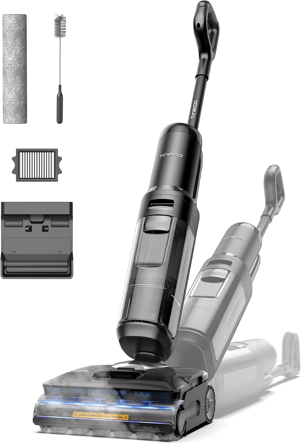 Odkurzacz pionowy Tineco, odkurzacz bezprzewodowy, Czarny – Odkurzacz, Suchość FlashDry Auto Clean, Mocne Tenaces para, 180 ° Płaski