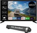 REFLEXION Telewizor Smart TV, 12 V, 550 x 88 x 336 mm – Czarny, USB, Bluetooth, Wi-Fi – pilot zdalnego sterowania, praca bezprzewodowa