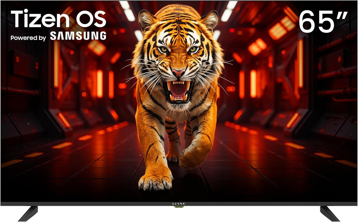 KIANO Telewizor Smart TV, DVB-T2/C/S2, 65 cali – 8 W, Czarny, USB, Wi-Fi – telewizor, Samsung Elegance Smart TV, 3 HDMI, 4K UHD – Tizen OS