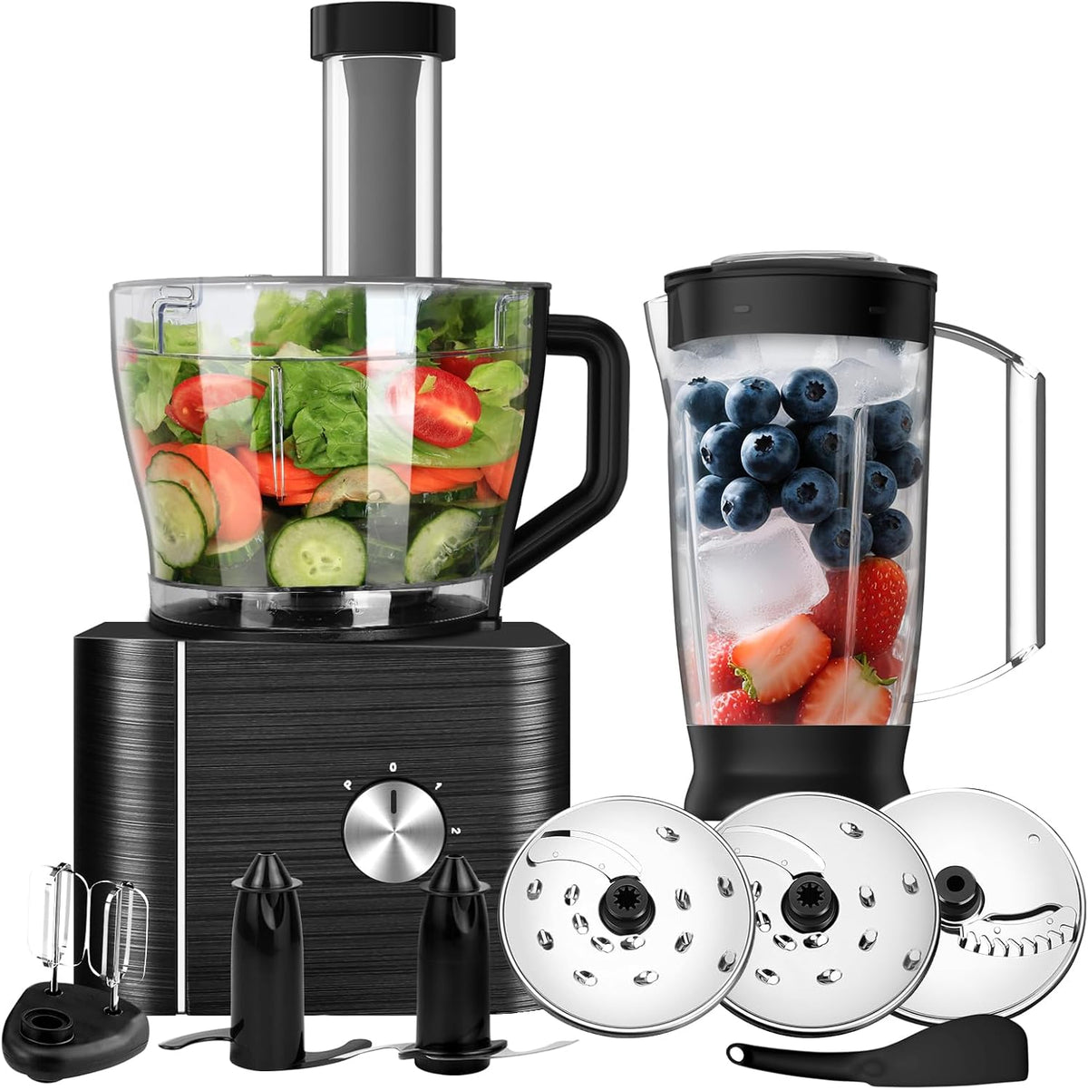 Robot kuchenny TopStrong – 2 l, 1100 W, Czarny, Mikser – 3 prędkości, 1100 W Procesor spożywczy Włączony kajdanki, Mikser Bol & 1