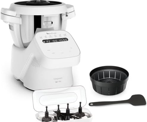 Moulinex Robot kuchenny, HF840110, 3 l, Biały/Czarny – Companion z funkcją gotowania, 12 automatycznych programów, tryb ręczny, pojemność 3 l