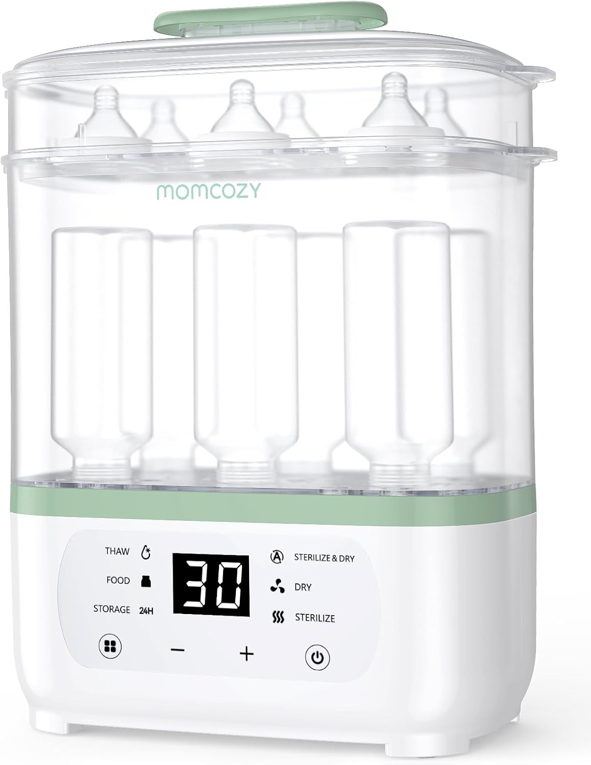 Sterylizatory momcozy, Czarny, 2- in-1, 8 butelek – pompa do karmienia piersią, higiena, 30 min, bez BPA 2-en-1
