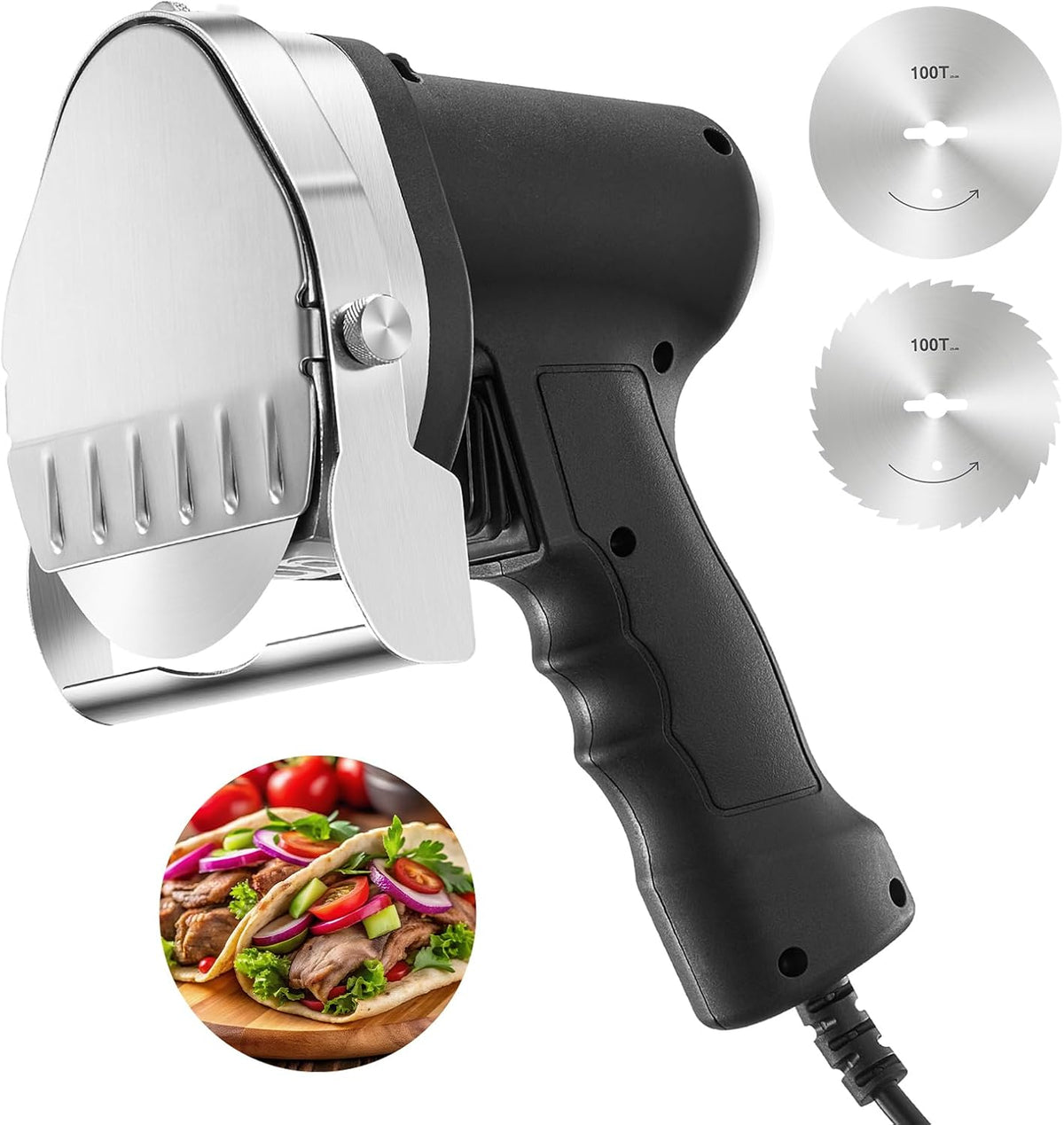 FOHERE Krajalnica, D100, 8 mm, 3800 obr./min – Czarny, 0- 8 mm D100 Knife, kebab elektryczny nóż, do jedzenia – restauracja, ogrzewanie funkcji
