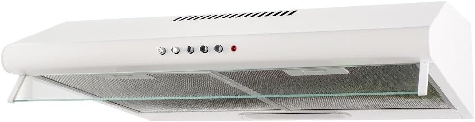 AKPO Okap kuchenny, 21.2 x 56.2 x 65 cm, 6.46 kg – 240 V, Biały, do nakrapiania, halogenowy beleuch z 60-ma-kami – kaptur