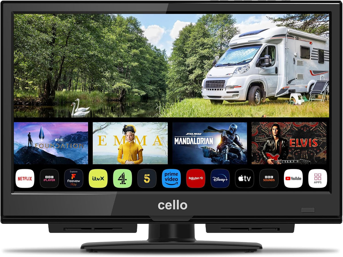 Cello Telewizor Smart TV, C1624WS-12V, 12 V, 40 cm – Czarny, oświetlenie LED, USB, Bluetooth – Wi-Fi