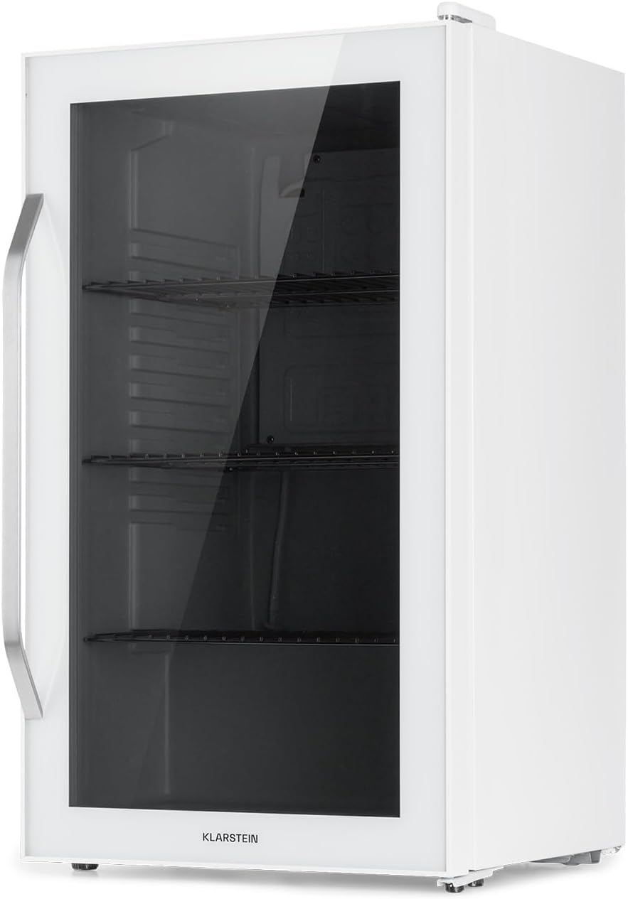 Biurko KLARSTEIN – 80 l, Biały, oświetlenie LED, minilodówka – Lodówka, Ciche, Kemping, Lodówka Mini Bar 80 l – Mini Room lodówka i do picia