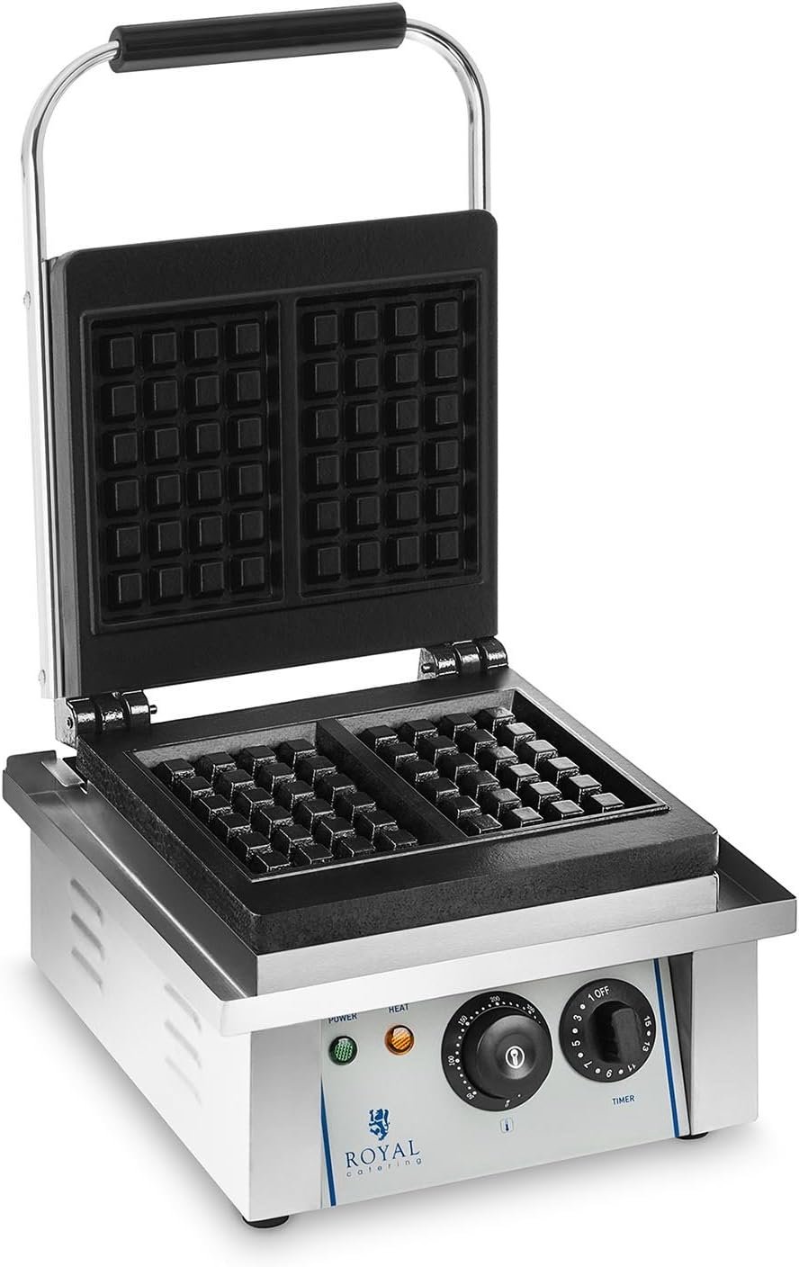 Royal Catering Gofrownica i opiekacz, 2000-E – 37x32x50 cm, 2000 W, Czarny, gofrownica / opiekacz – RCWM- 2000-E Gaufres maszyny, gofry elektryczne
