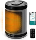 Grzejnik elektryczny SereneLife, 1500 W, Szary, Wi-Fi – Elektryczny grzejnik 12h, przenośny, licznik czasu, aplikacji – termostat