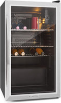 Minilodówka KLARSTEIN, mała lodówka – 80 l, 41 dB, 33 cm, Czarny / Srebrny – oświetlenie LED, kompresor, Lodówka, szkło – ciche, wyjmowane, czarne